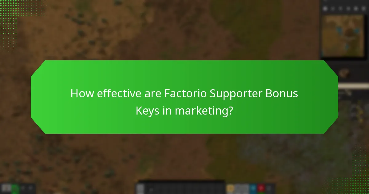 How effective are Factorio Supporter Bonus Keys in marketing?