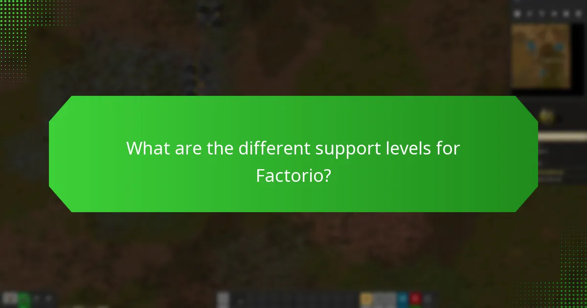 What are the different support levels for Factorio?