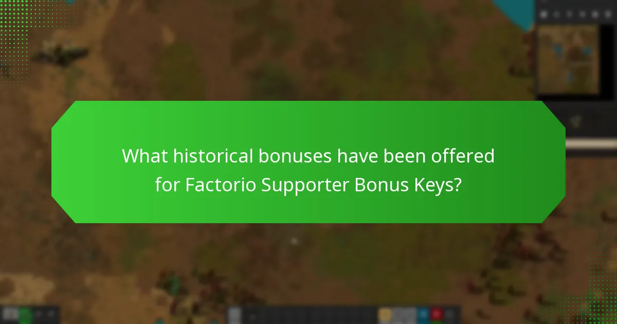 What historical bonuses have been offered for Factorio Supporter Bonus Keys?