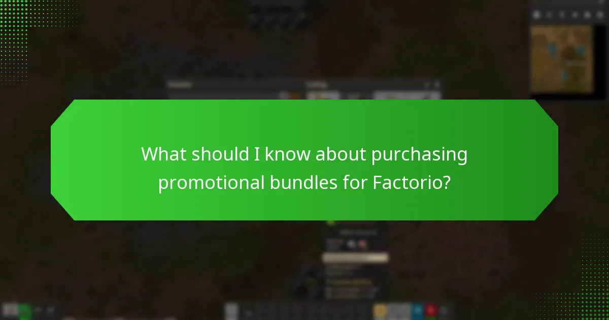 What should I know about purchasing promotional bundles for Factorio?