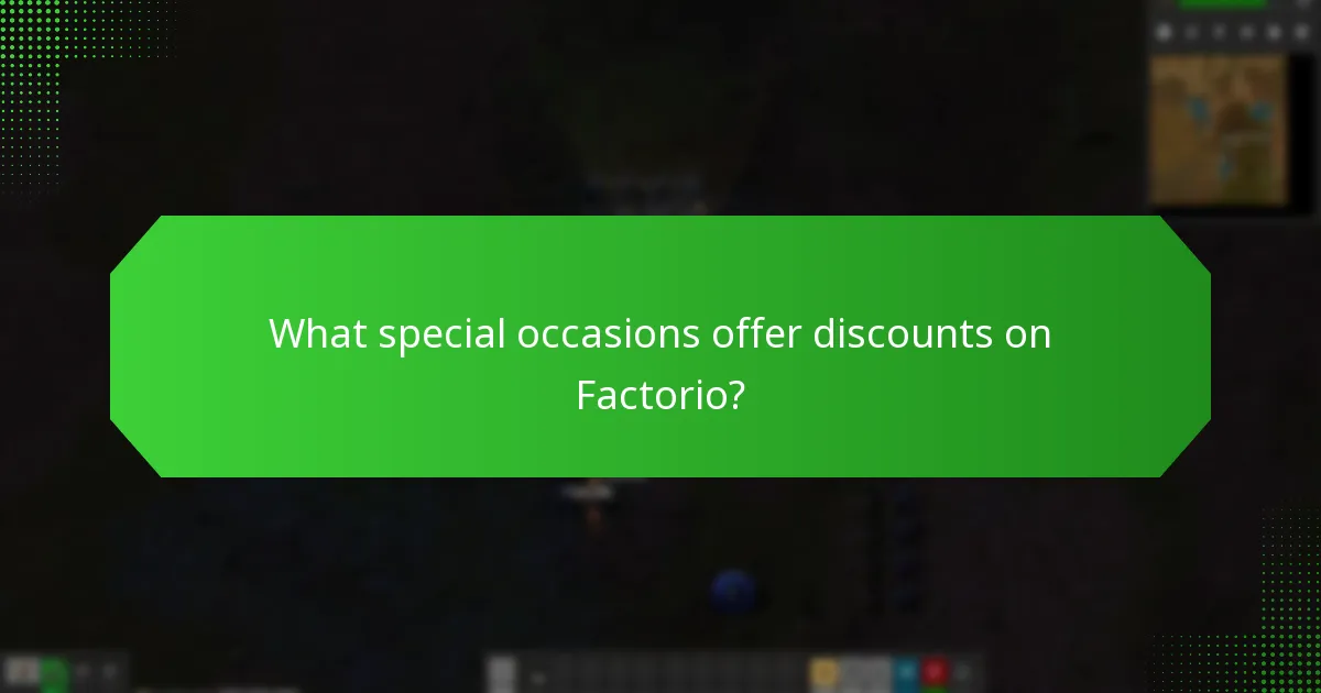 What special occasions offer discounts on Factorio?